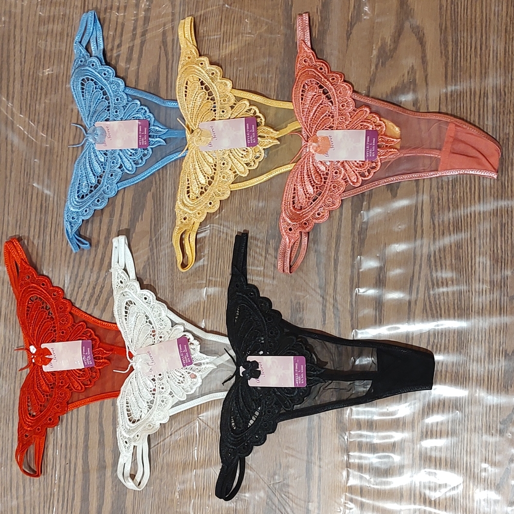 Set of 6 Butterfly G-string Panties - Large